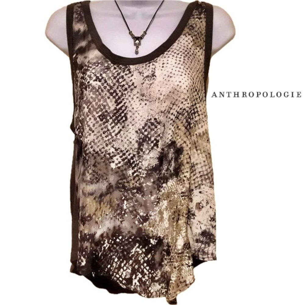 Anthropologie Left of Center Reptile Print top, Sz Small